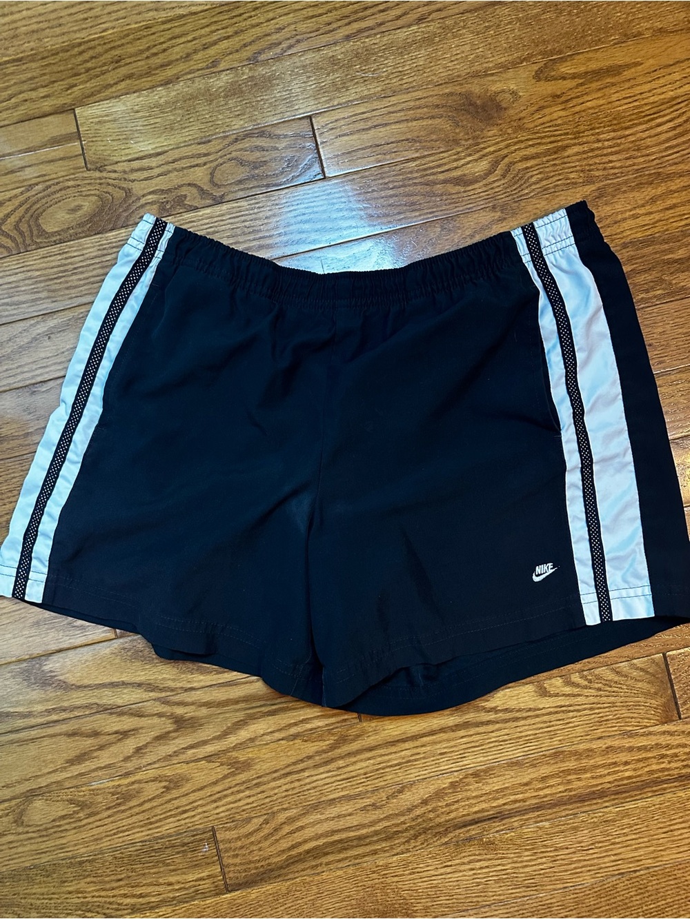 Nike Black Athletic Shorts with White Side Panels
